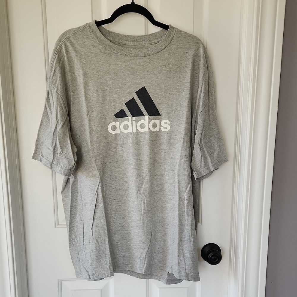 Adidas Heather Gray Logo Tee